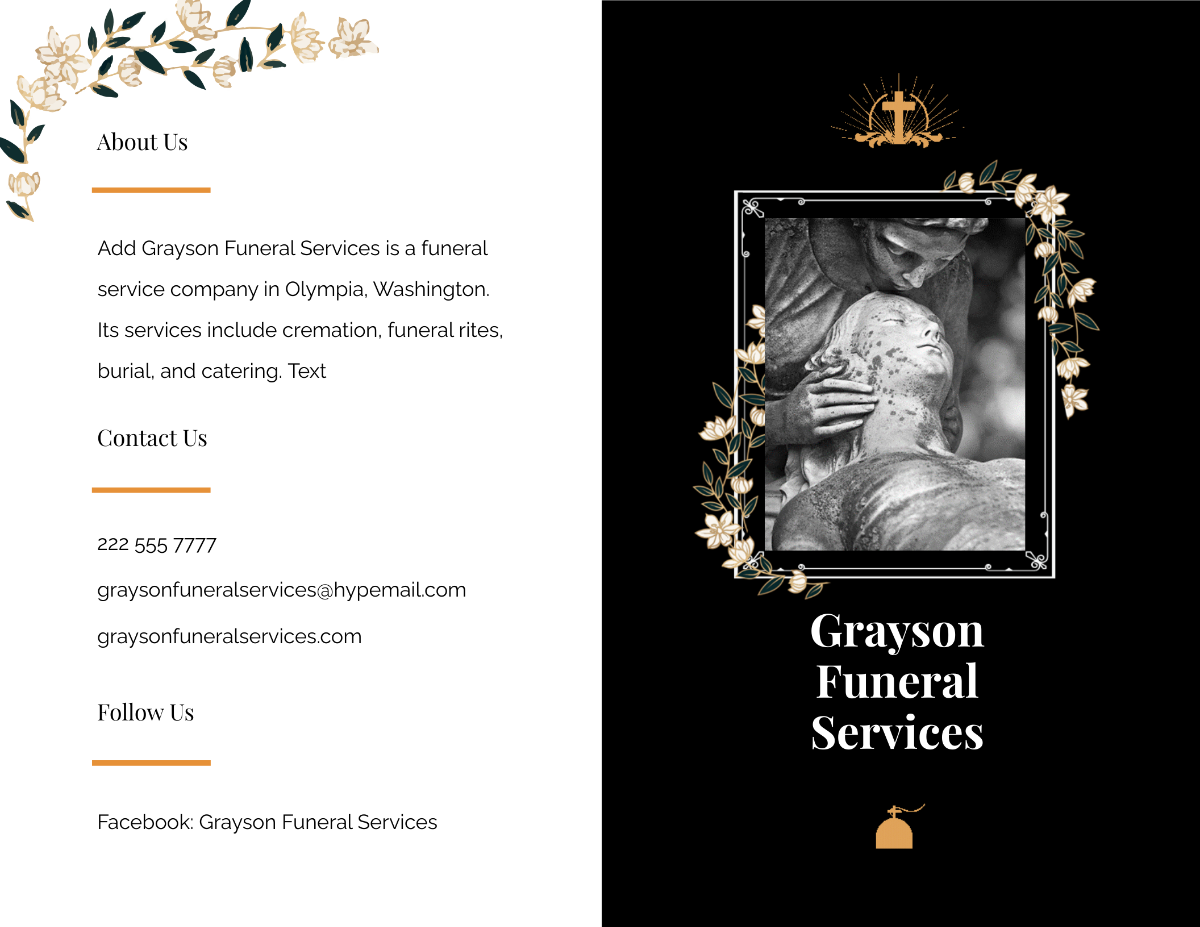 Catholic Funeral Service Bi-fold Brochure Template - Edit Online & Download