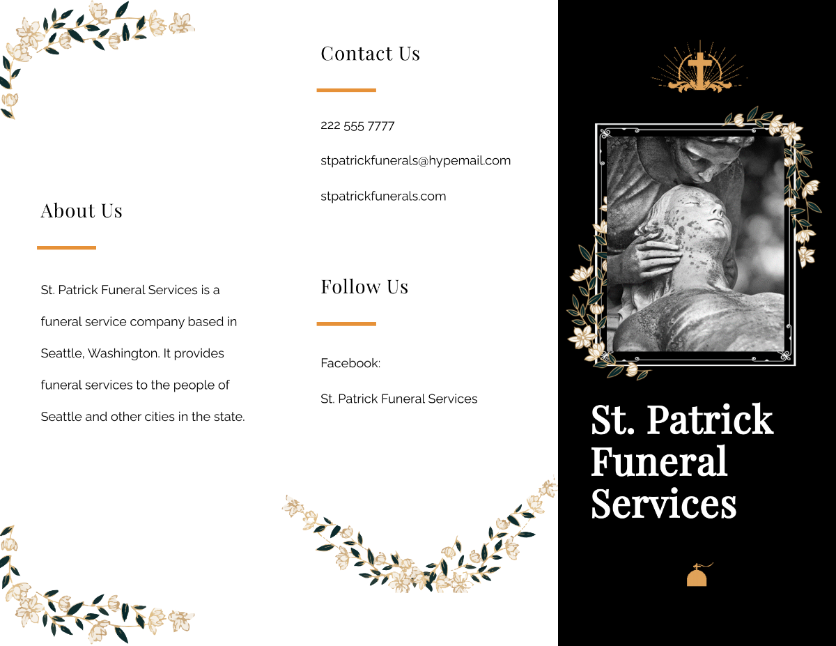 Catholic Funeral Service Tri-Fold Brochure Template