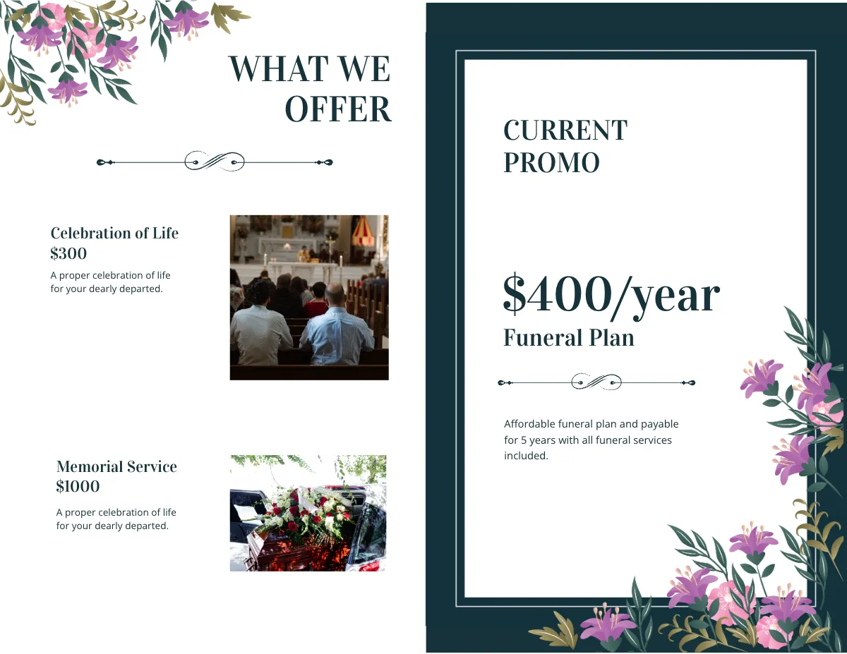 Free Celebration of Life Catholic Funeral Bi-Fold Brochure Template to Edit Online