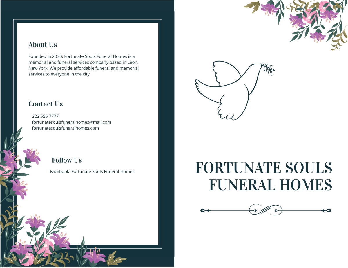 Celebration of Life Catholic Funeral Bi-Fold Brochure Template