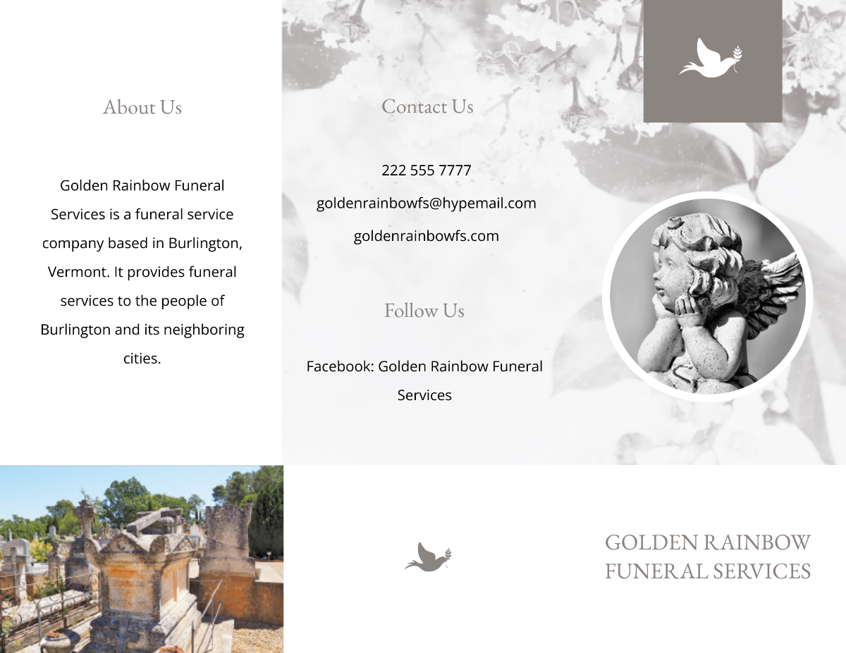 Celebration of Life Evite Funeral Tri-Fold Brochure Template - Edit Online & Download