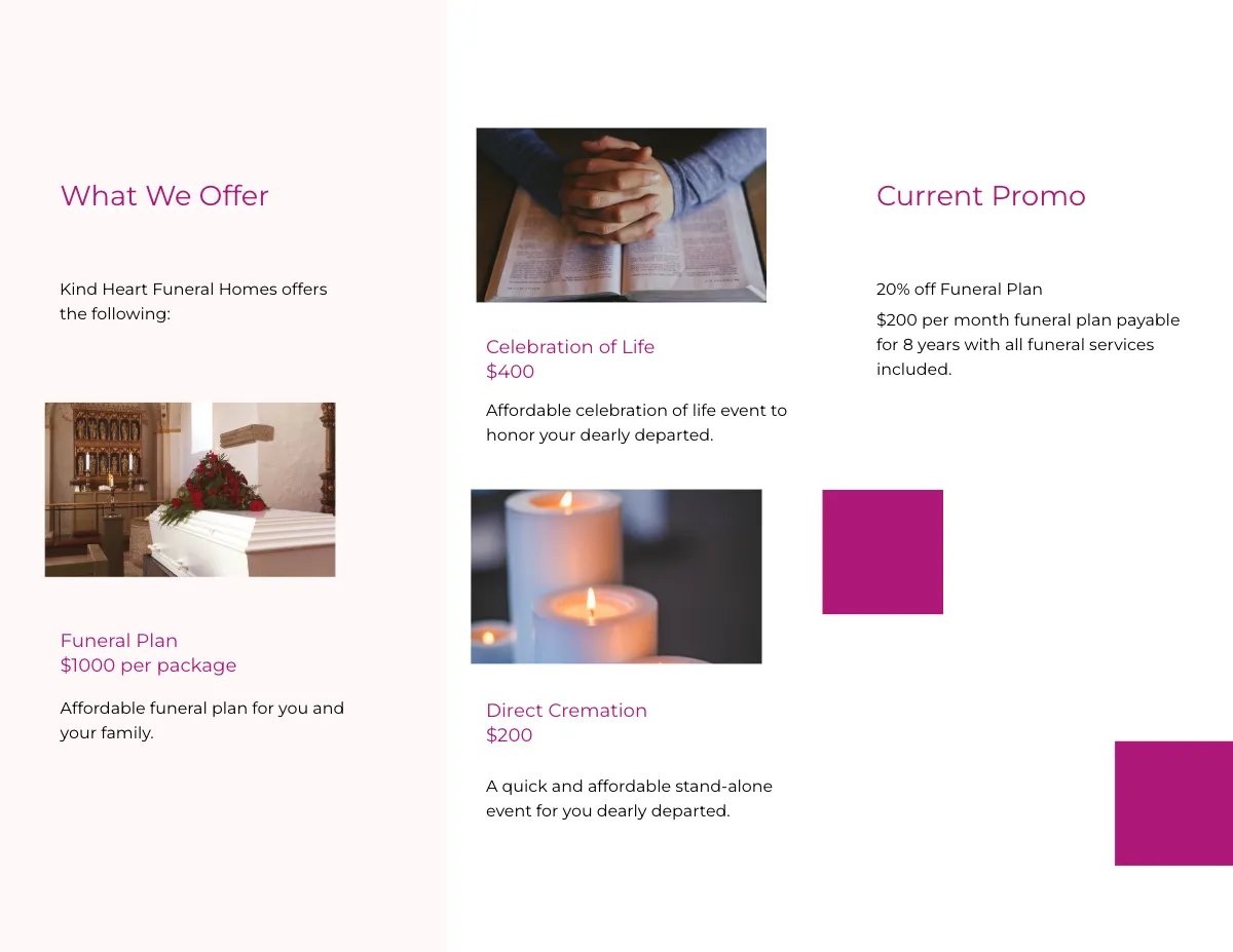 Free Celebration of Life Funeral Program Tri-Fold Brochure Template to Edit Online