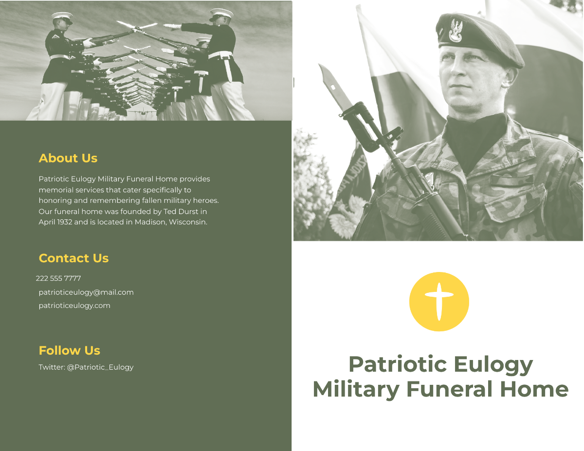 Military Eulogy Funeral Bi-Fold Brochure Template - Edit Online & Download