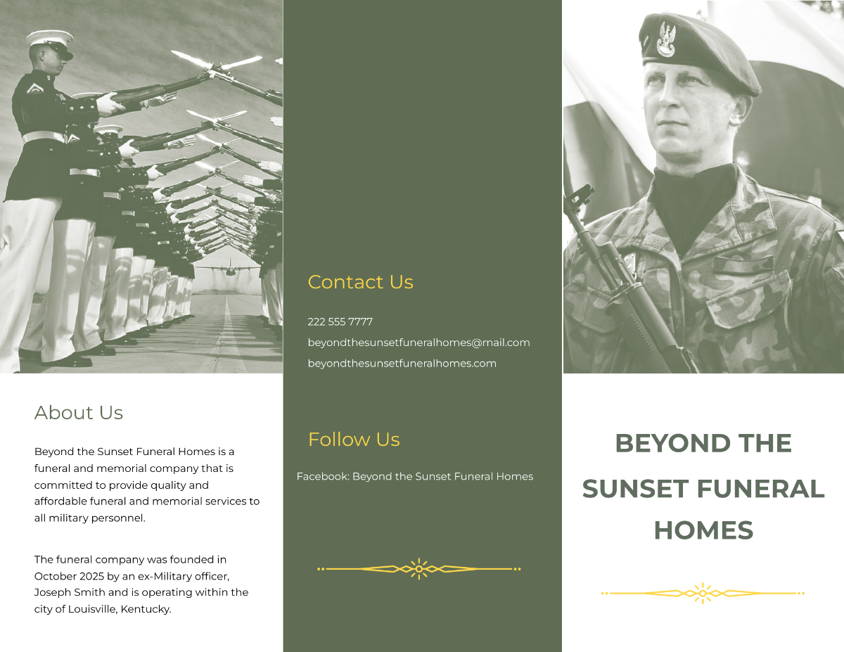 Military Eulogy Funeral Tri-Fold Brochure Template - Edit Online & Download