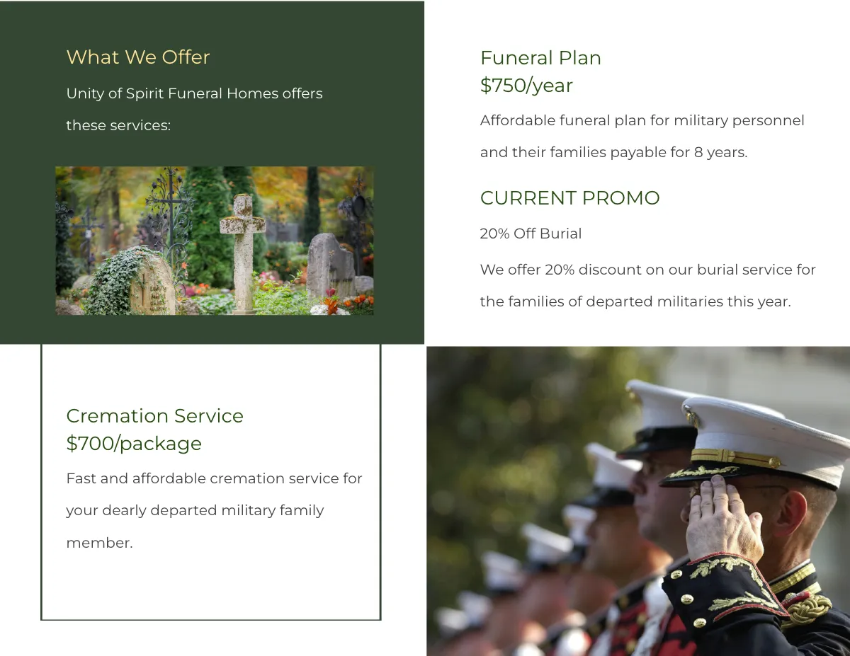 Free Military Funeral Program Bi-Fold Brochure Template to Edit Online
