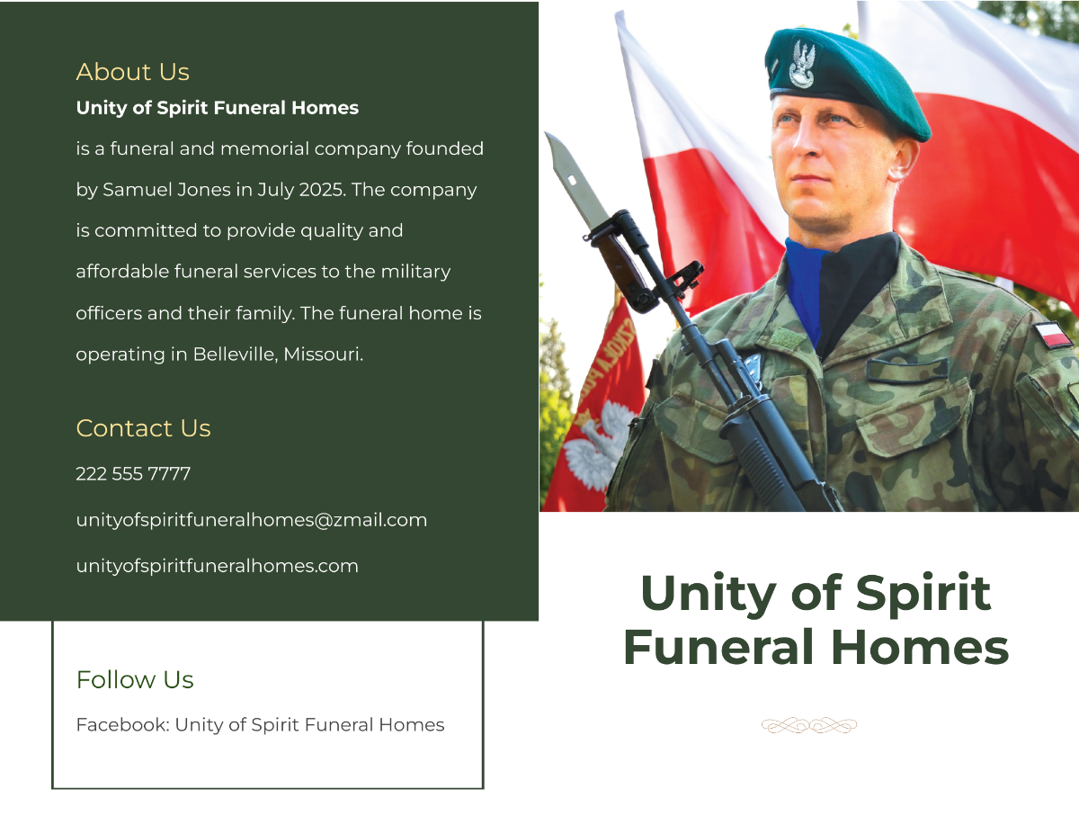 Military Funeral Program Bi-Fold Brochure