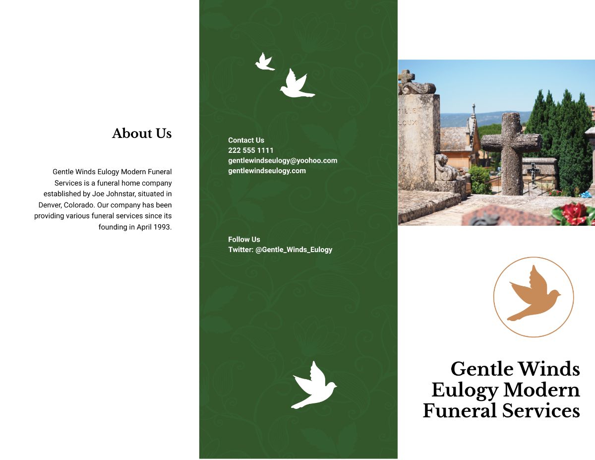 Modern Eulogy Funeral Tri-fold Brochure Template