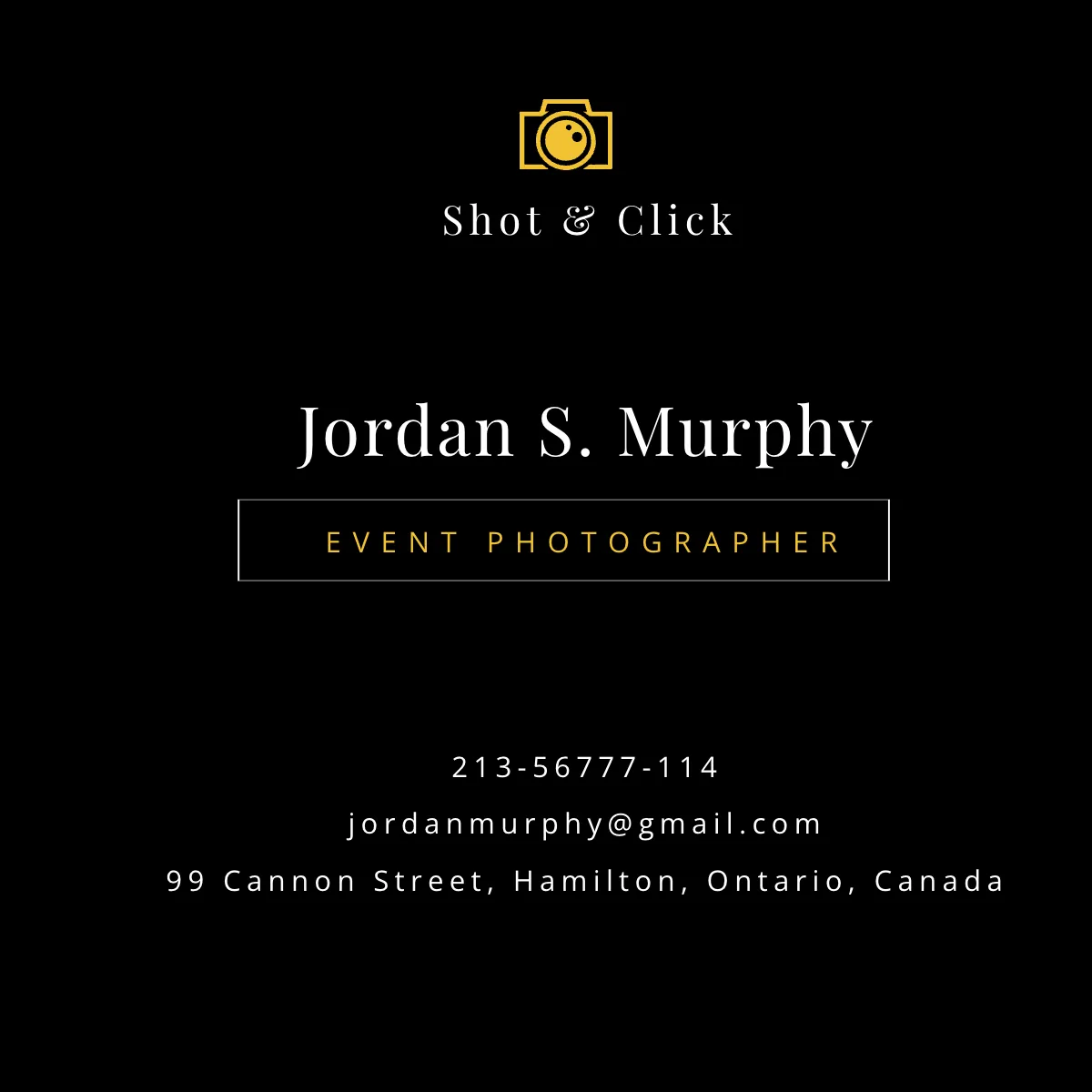 Free Square Photography Business Card Template to Edit Online