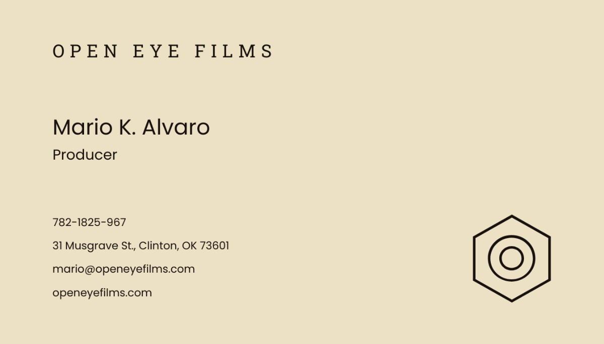 Video producer business card