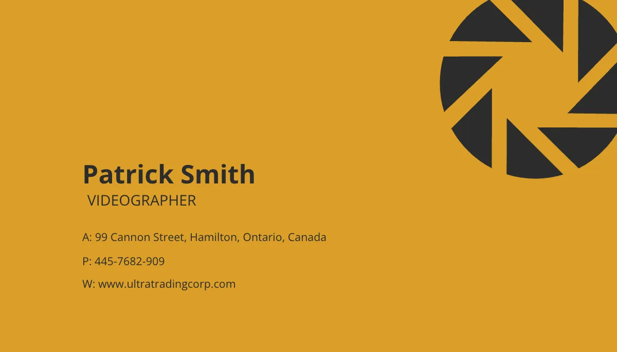 Free Videography Business Card Template to Edit Online