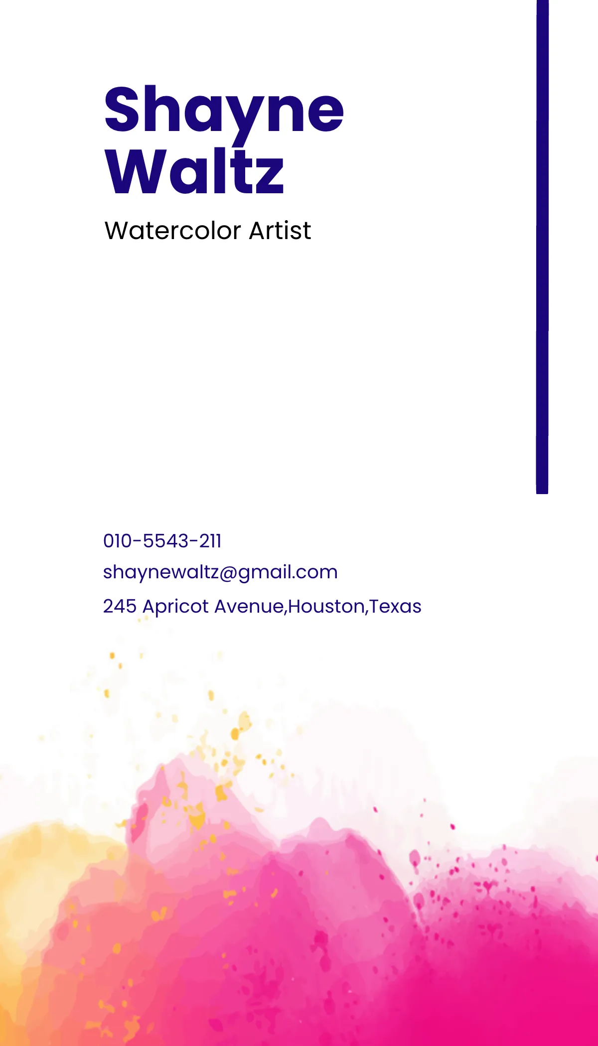 Free Watercolor Business Card Template to Edit Online