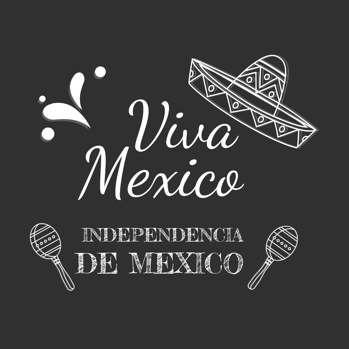 Happy Mexican Independence Day Chalkboard Clip Art Template