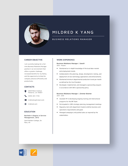 Music Business Manager Resume Template - Word, Apple Pages | Template.net