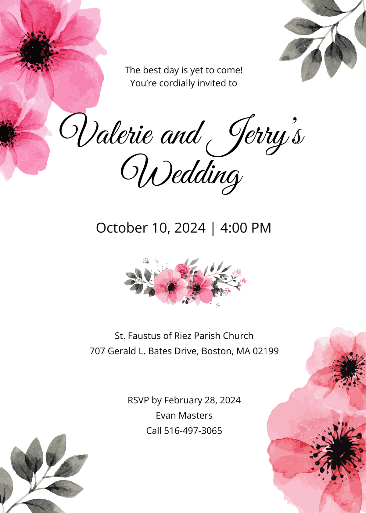 Bloomy Wedding Invitation Template