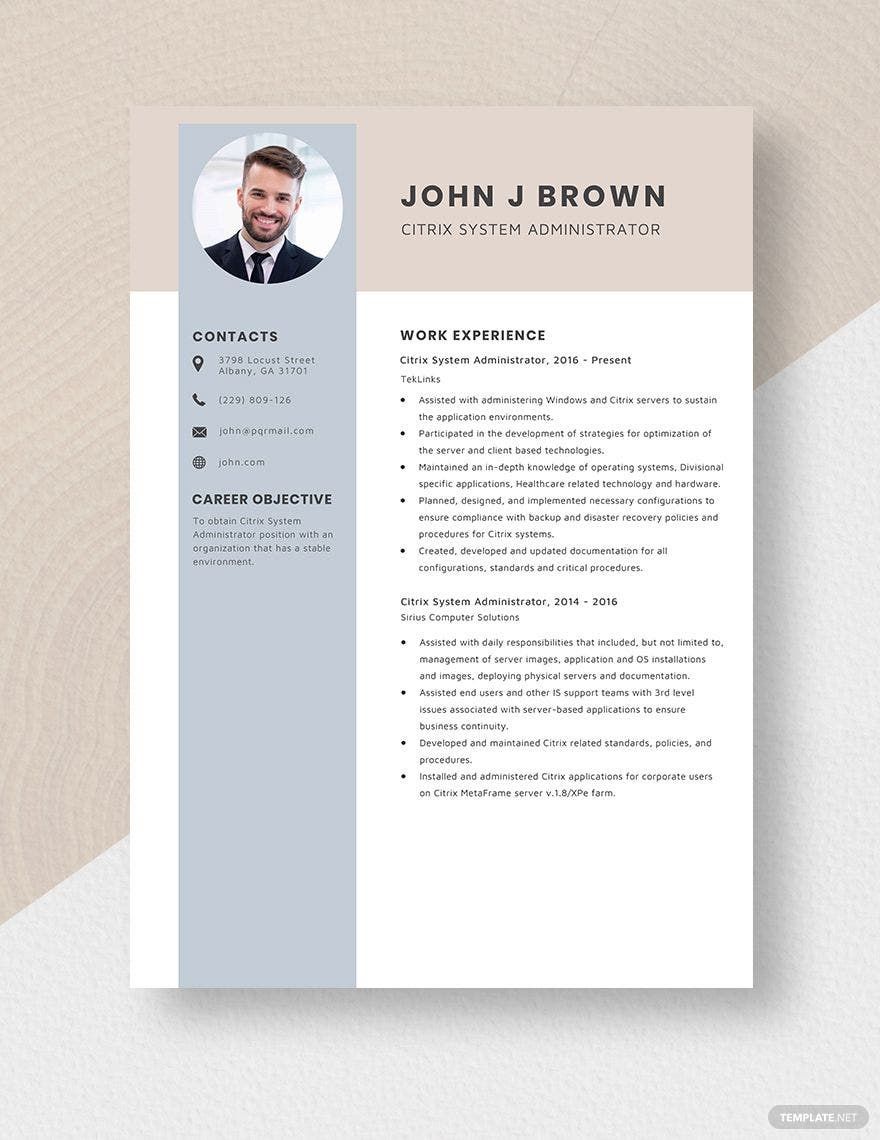 Citrix System Administrator Resume Template