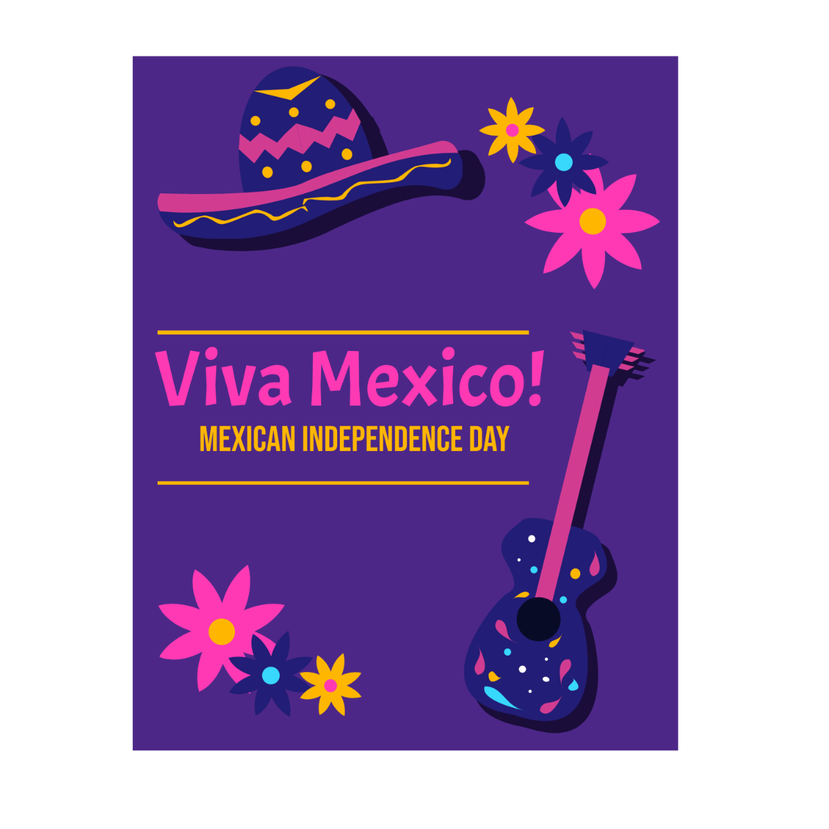 Mexican Independence Day Card Clip Art Template