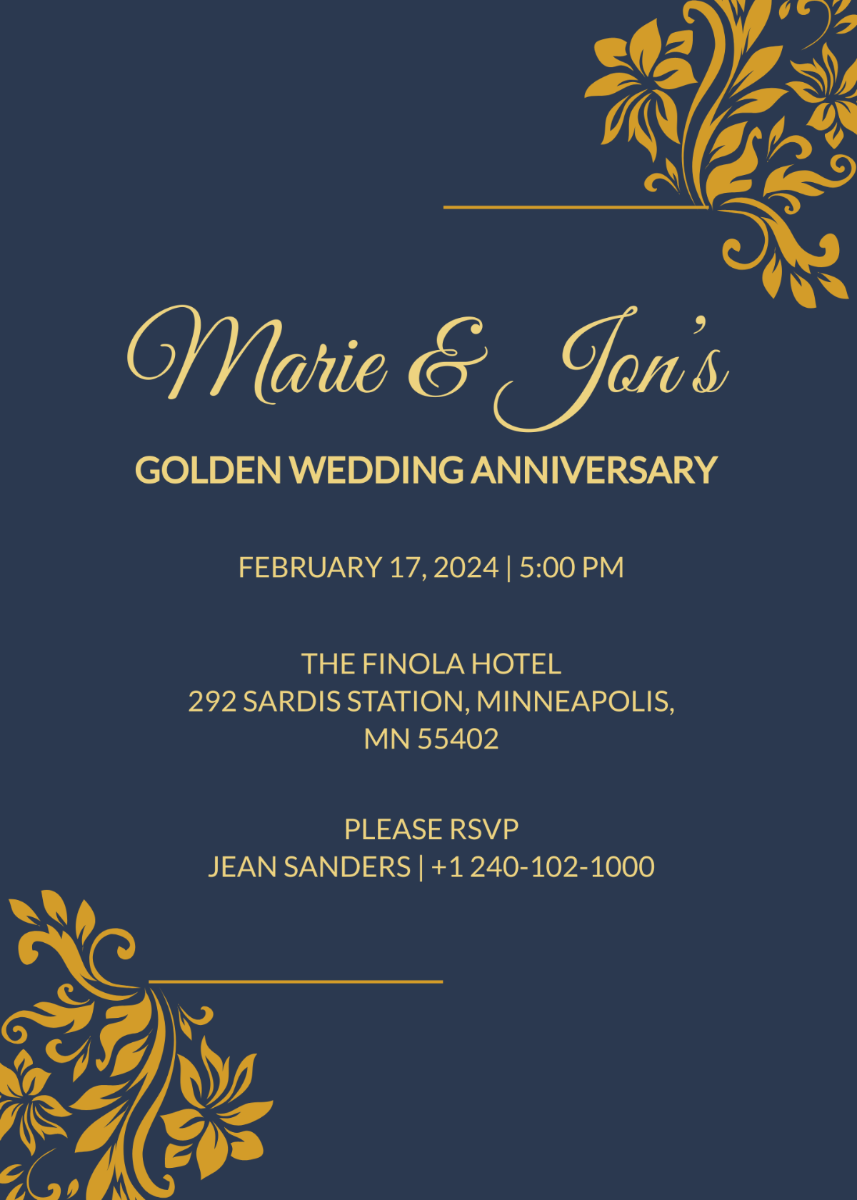 50th Wedding Anniversary Invitation Template