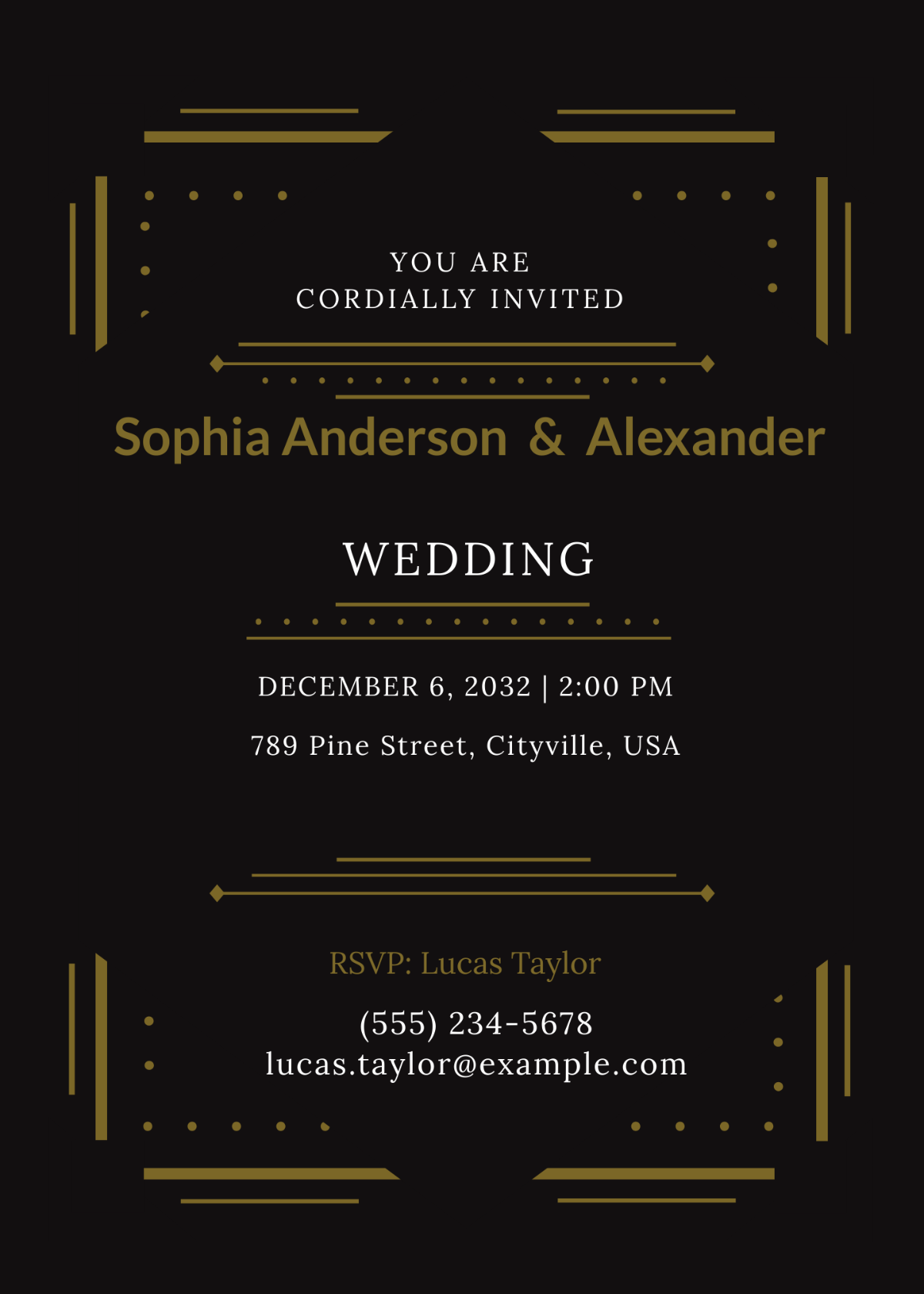 Art Deco Fall Wedding RSVP Invitation