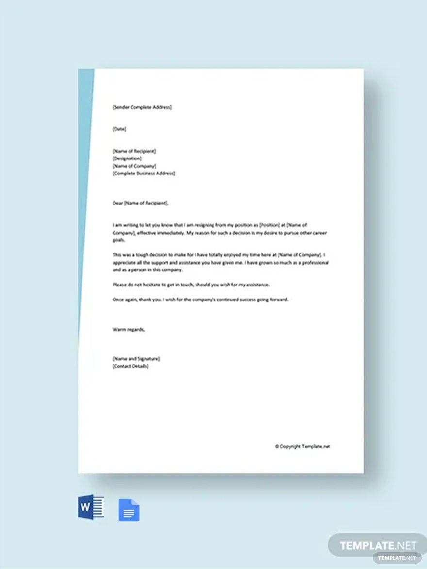 Casual Employee Resignation Letter Template