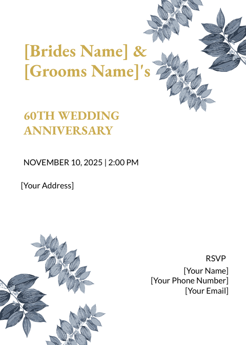 60th Fall wedding Anniversary Invitation