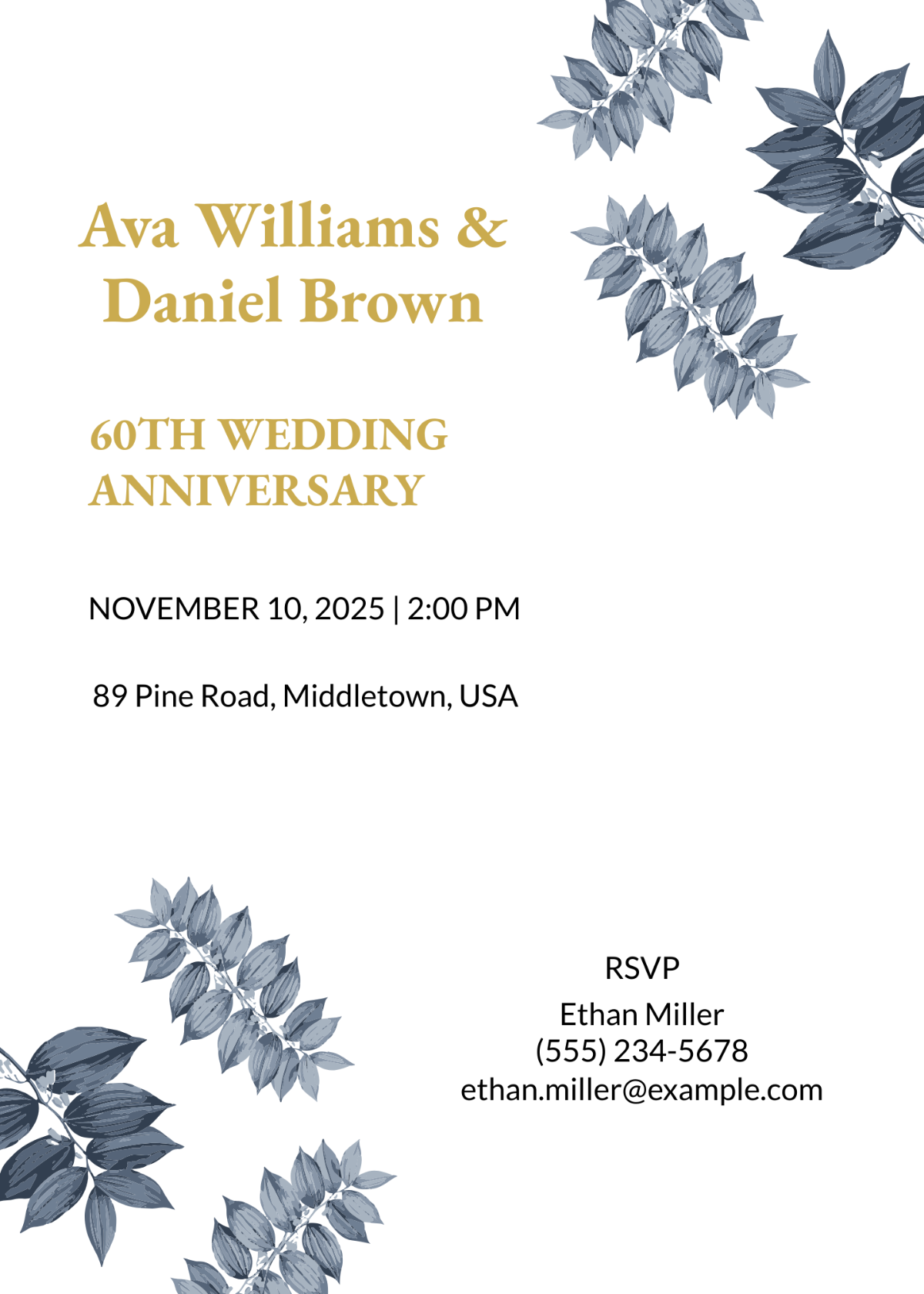 60th Fall wedding Anniversary Invitation