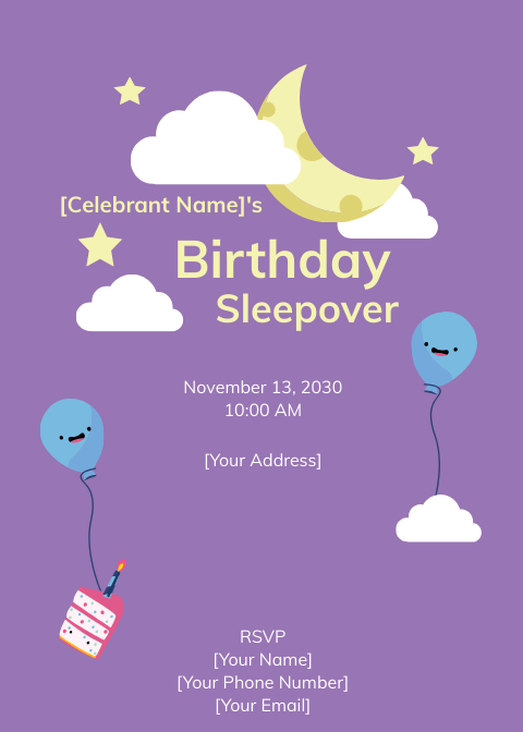 Birthday Sleepover Invitation