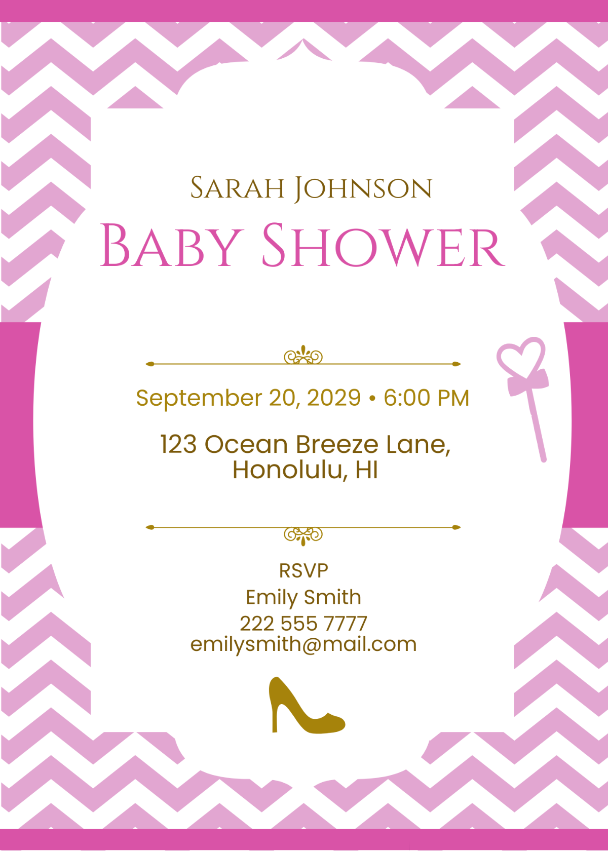 Chevron Princess Baby Shower Invitation