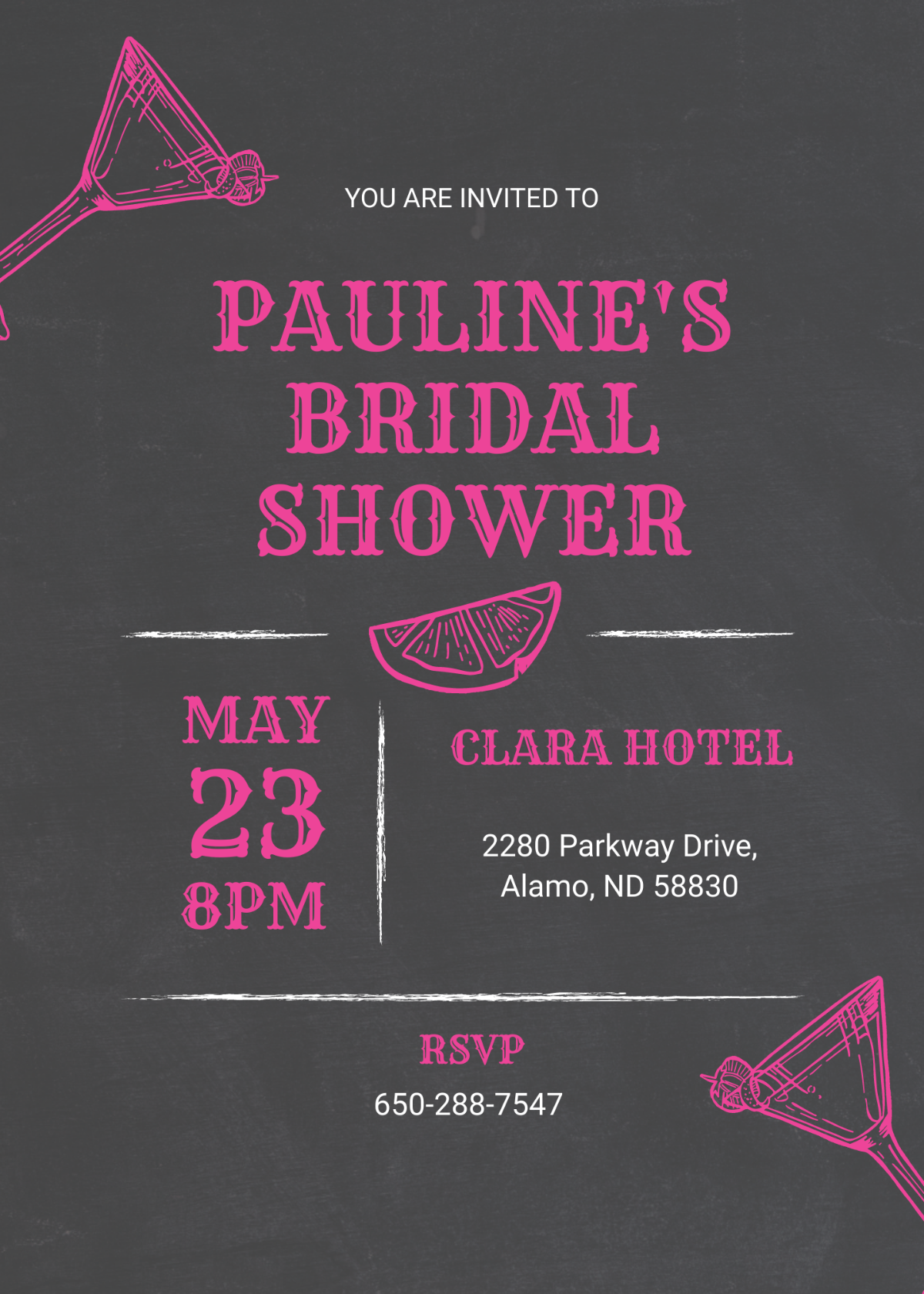 Chalkboard Bridal Shower Invitation Template