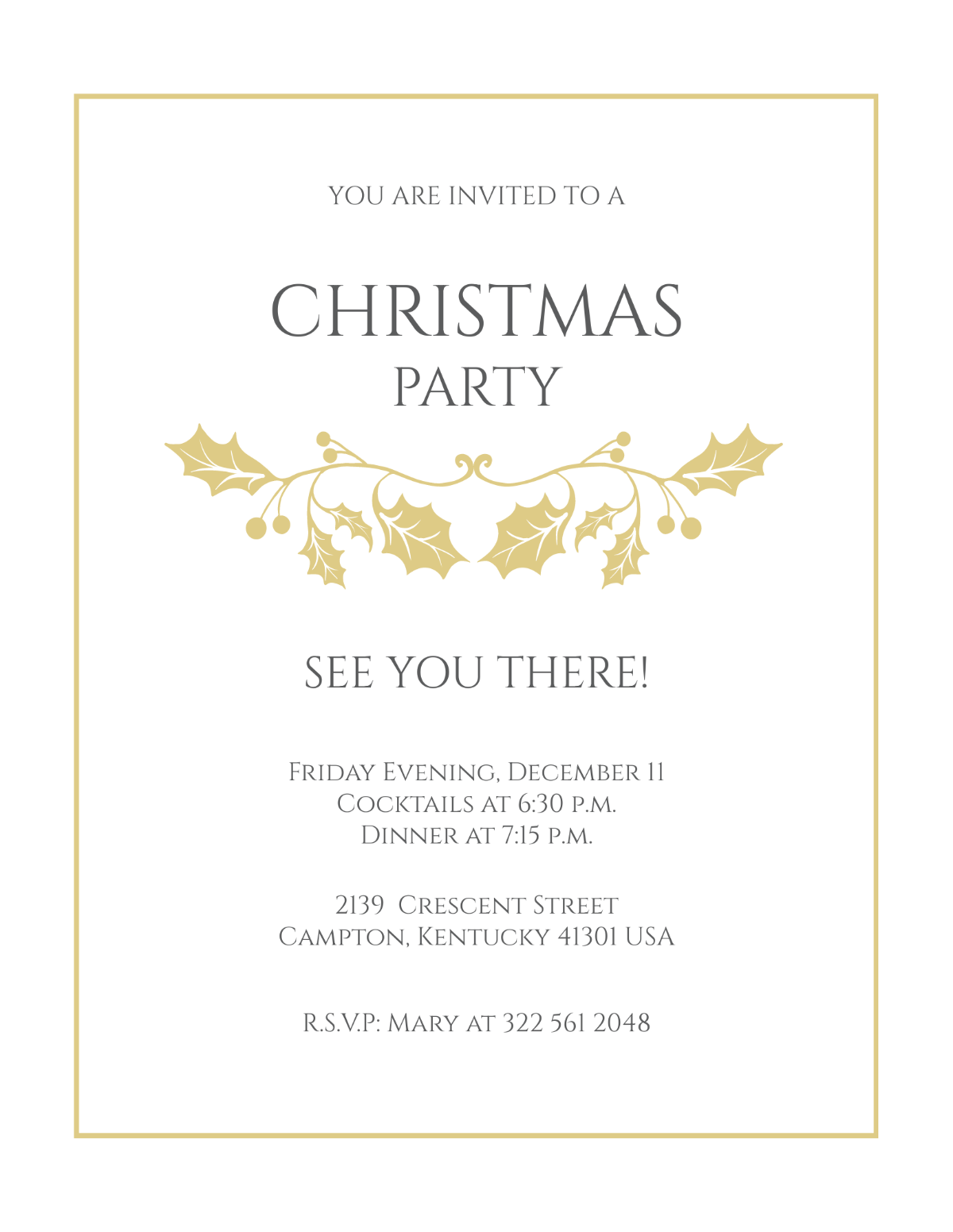Free Classy Christmas Invitation Flyer Template