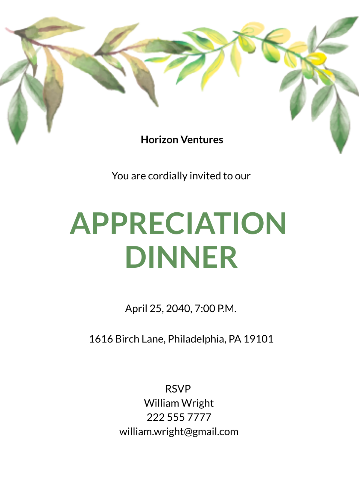 Client Appreciation Dinner Invitation