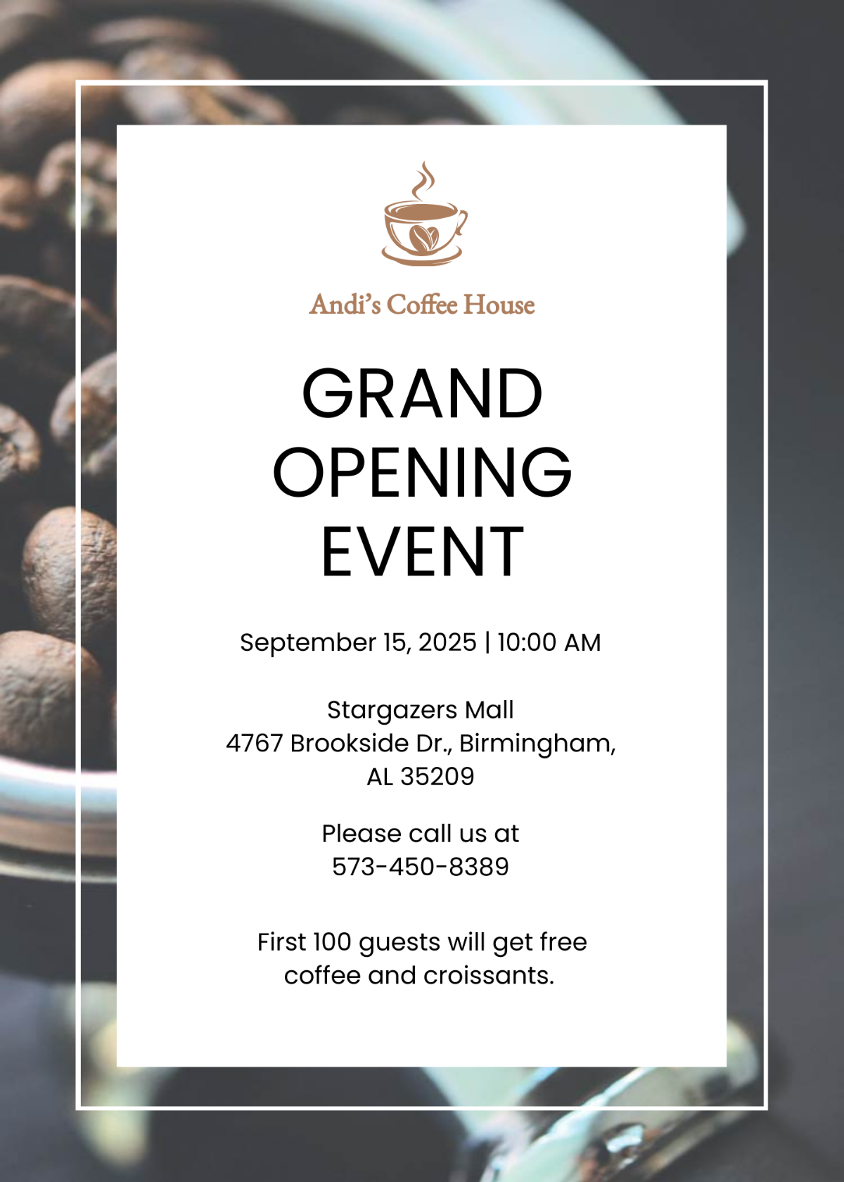 Coffee House Opening Invitation Template