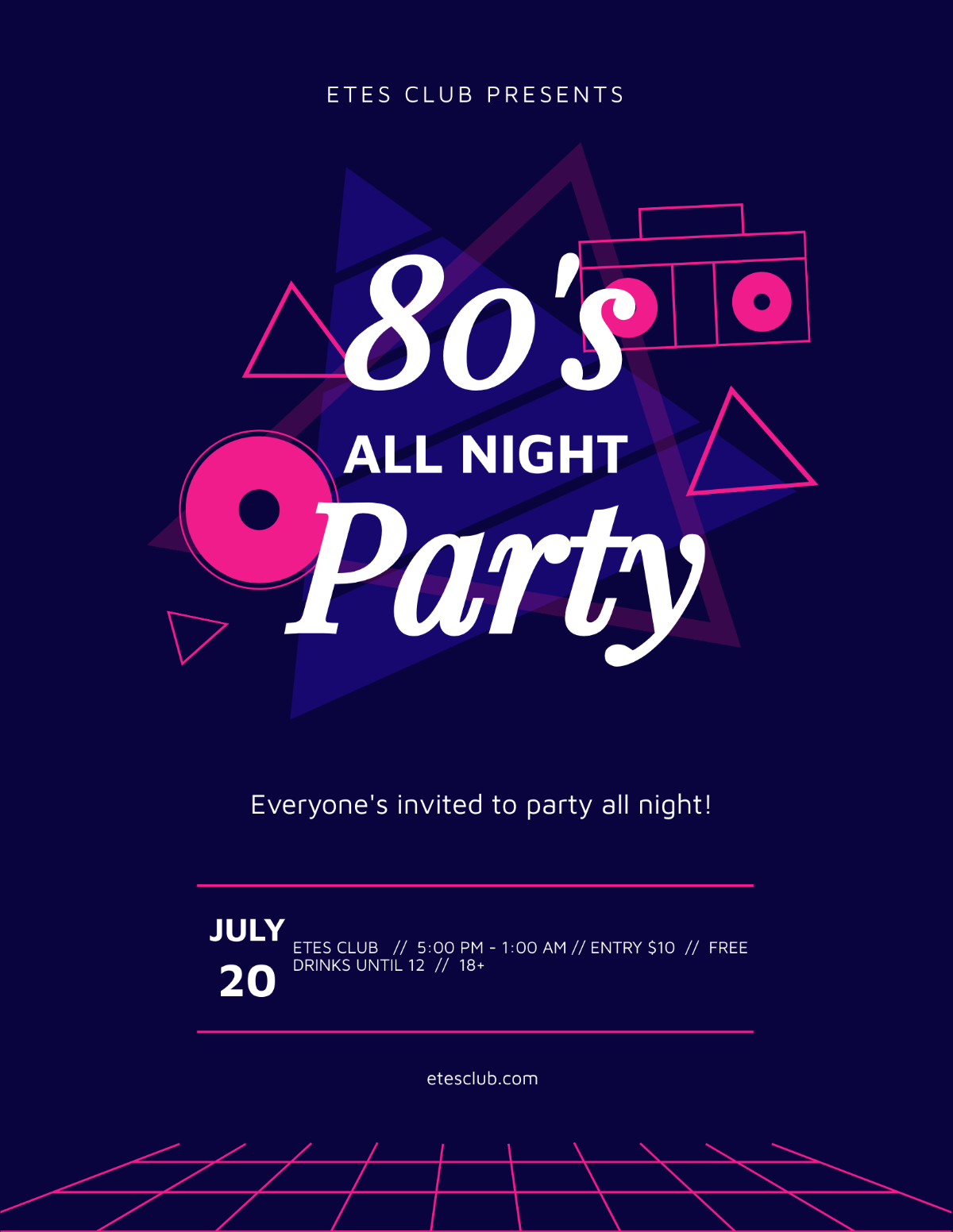 Classics 80s party Flyer Template - Edit Online & Download