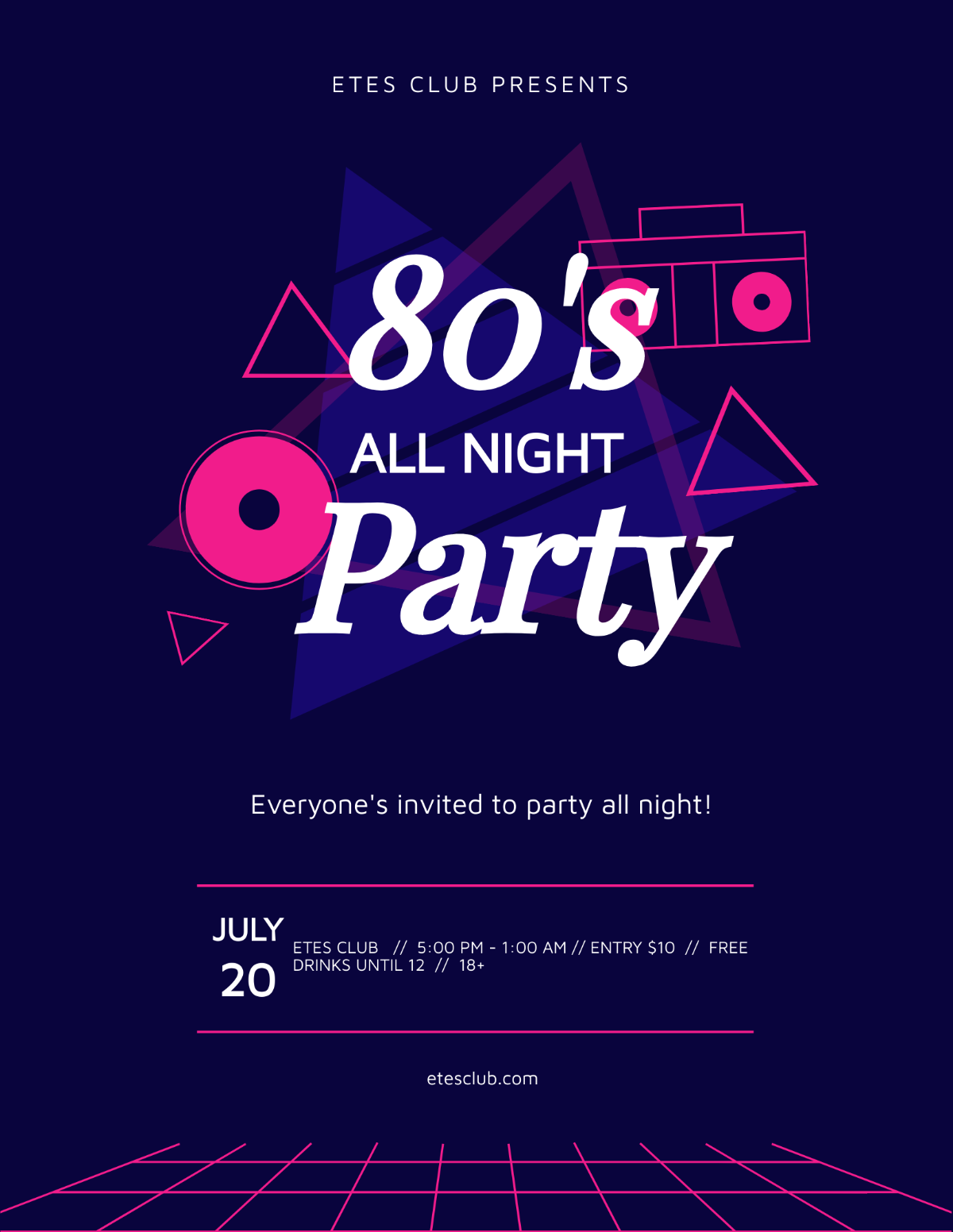 Free Classics 80s party Flyer Template