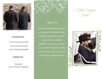 Free Jewish Funeral Memorial Tri-fold Brochure Template to Edit Online