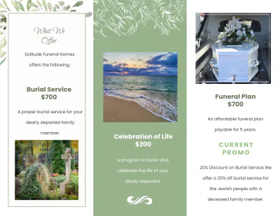 Free Jewish Funeral Memorial Tri-fold Brochure Template to Edit Online