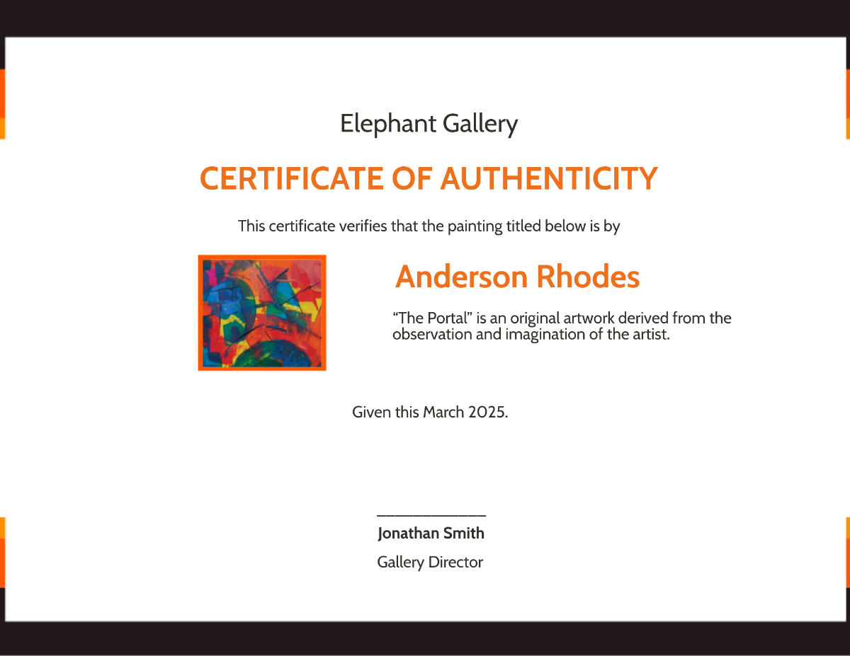 Authenticity Certificate With Photo Template - Edit Online & Download