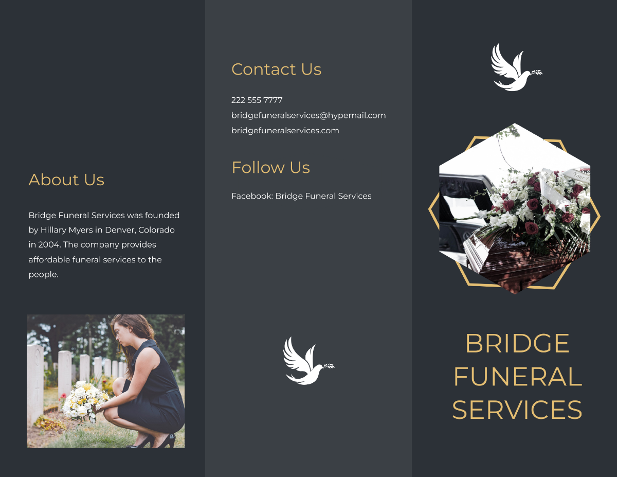 Modern Funeral Service Tri-Fold Brochure Template - Edit Online & Download