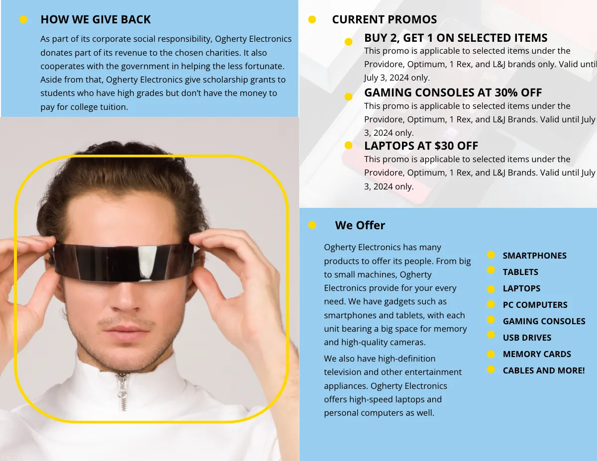 Free Electronic Product Bi-Fold Brochure Template to Edit Online