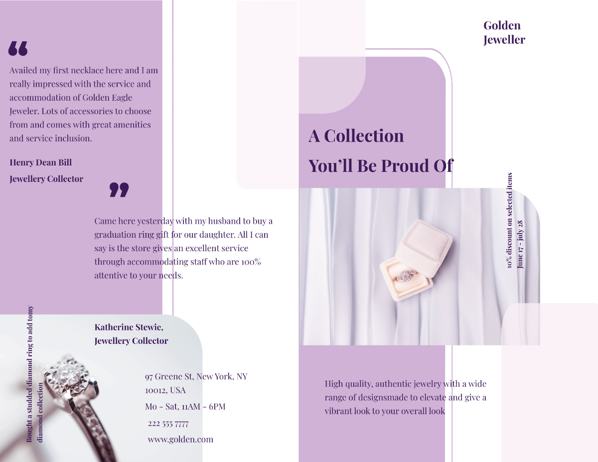 Jewelry Store Bi-Fold Brochure Template - Edit Online & Download