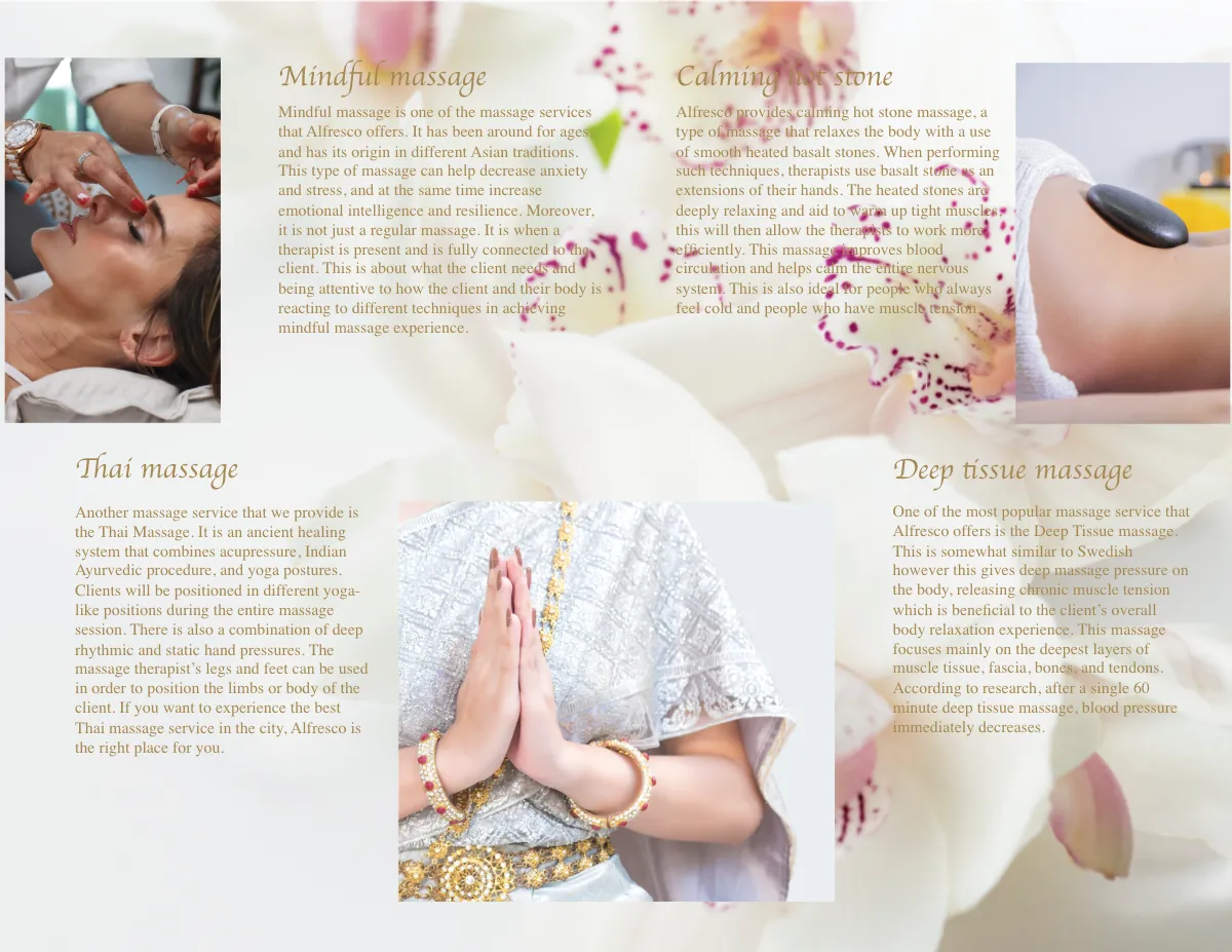 Free Massage Salon Bi-Fold Brochure Template to Edit Online