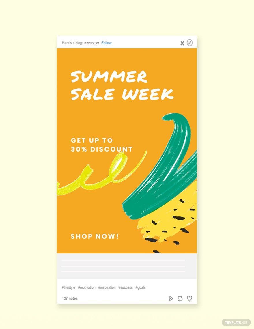 Summer Sale Tumblr Post Template in PSD