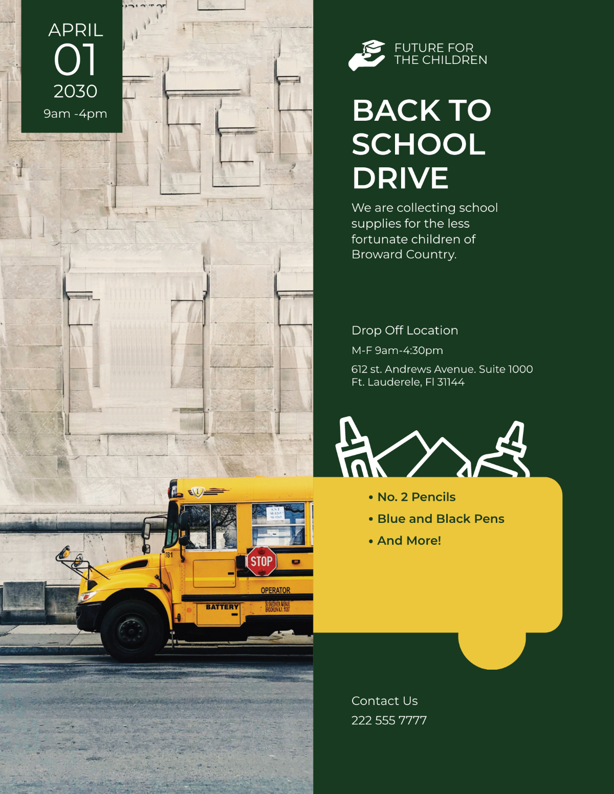 Back To School Drive Flyer Template