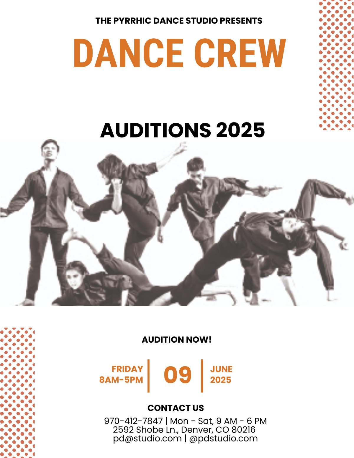 Dance Crew Audition Flyer Template - Edit Online & Download