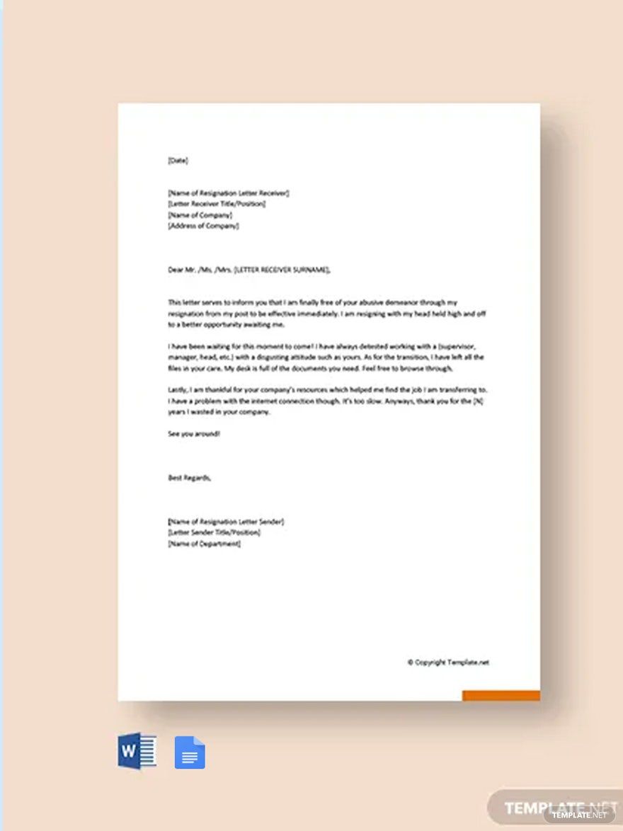 Funny Job Resignation Letter Template in Word, Google Docs, PDF, Apple Pages