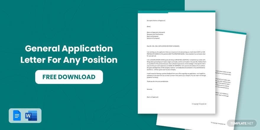 General Application Letter For Any Position