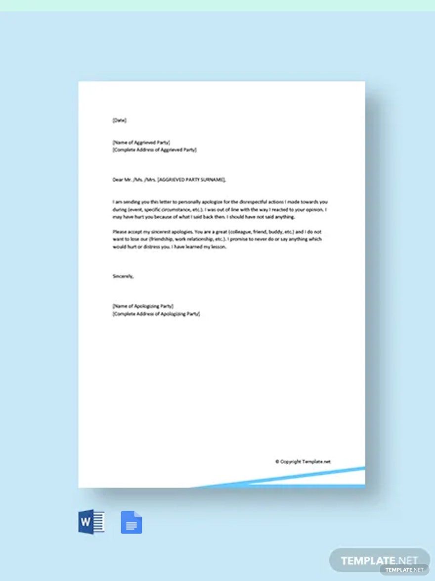 Free Personal Apology Letter Template