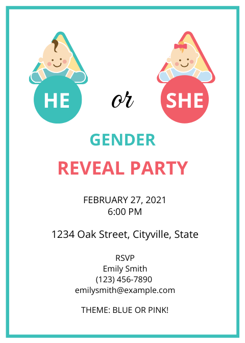 Baby Gender Reveal Invitation Card