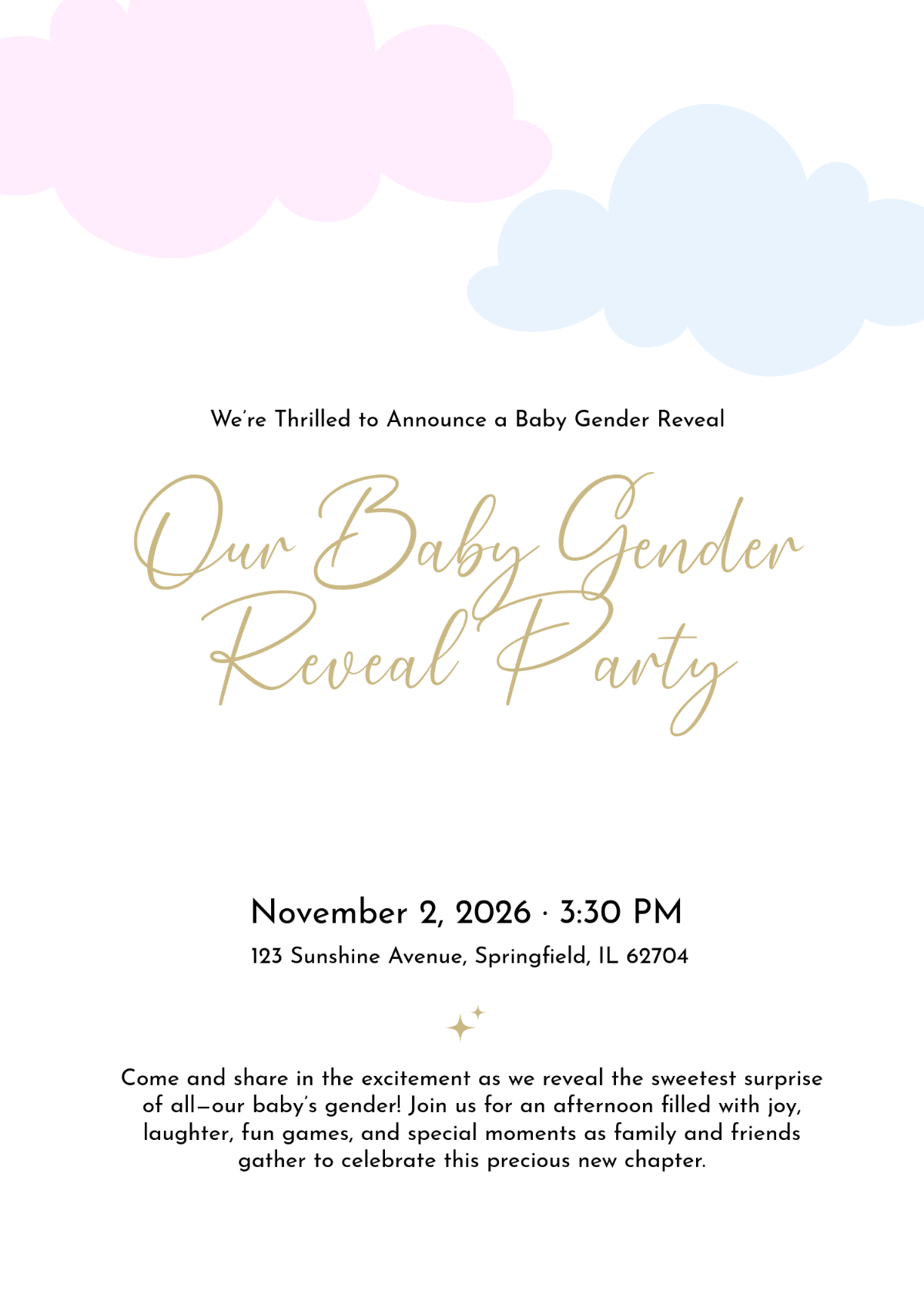 Free Baby Gender Reveal Invitation Card Template to Edit Online