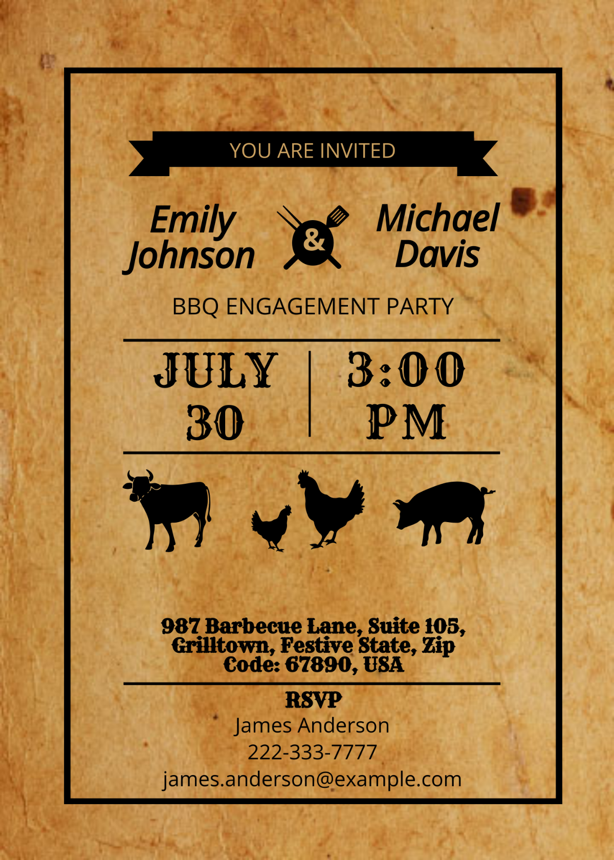 BBQ Engagement Party Invitation Card