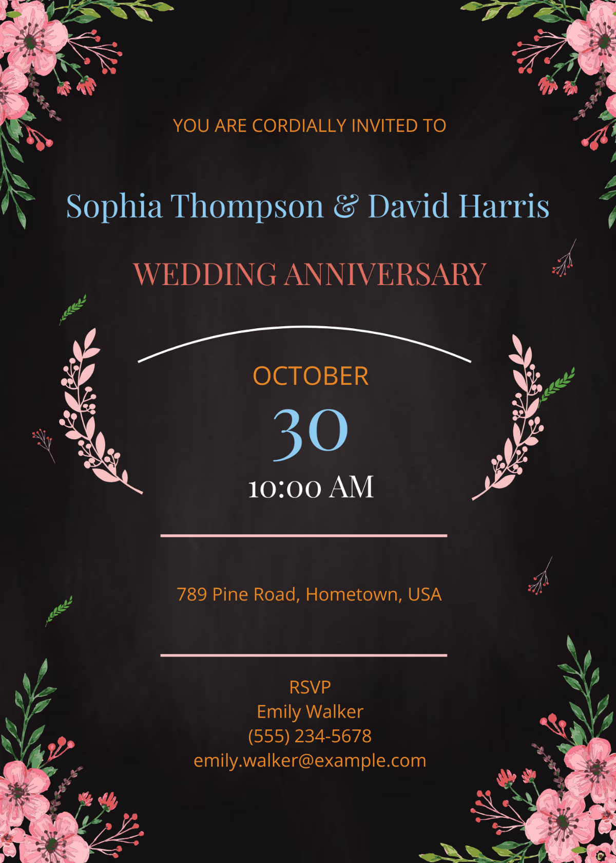 Chalkboard Wedding Anniversary Invitation